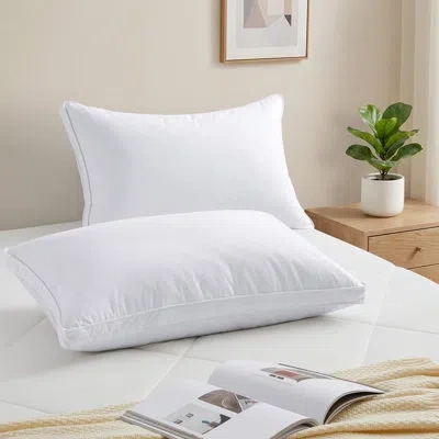 Peace Nest Grey Goose Feather Pillow Set Of 2 With 100% Cotton Cover,gusseted Soft To Medium Support Bed Pillow In White