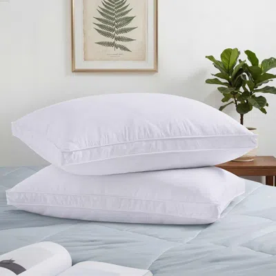 Peace Nest Cloud-pattern Quilted Gusseted Gray Goose Feather Bed Pillow In Brown