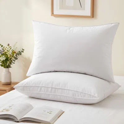 Peace Nest Gusseted Gray Goose Feather Bed Pillows With 100% Cotton Cover, Set Of 2 In Black