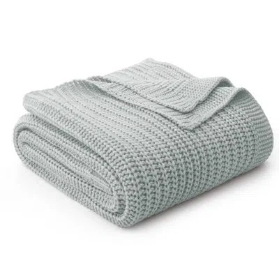 Peace Nest Knitted Blanket In Blue