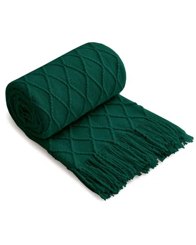 Peace Nest Knitted Diamond Throw With Fringe