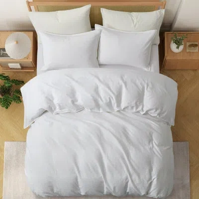 Peace Nest Linen And Cotton Duvet Cover With Pillowcase In White