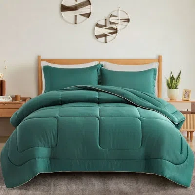 Peace Nest Microfiber 3 Piece Comforter Set In Green