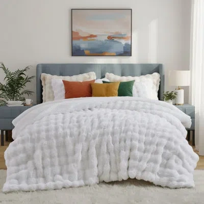 Peace Nest Plush Down Comforter Set In White