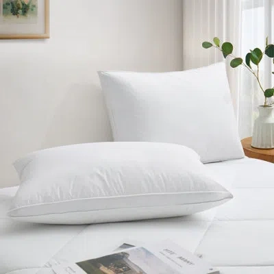 Peace Nest Premium Grey Goose Down & Feather Pillow Set Of 2 – 100% Cotton Cover, Plush Support & Breathable Co In White