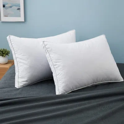 Peace Nest Set Of 2 Goose Feathers Bed Pillows Medium To Firm Support, Peach Skin Cover In White