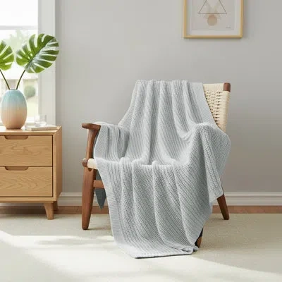 Peace Nest Ultra Lightweight Soft Knitted Throw In Light Gray