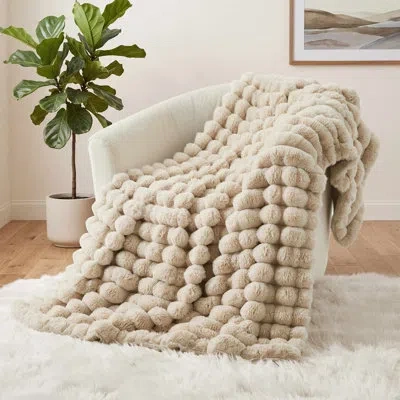 Peace Nest Ultra Soft Faux Rabbit Fur Throw Blanket Double Sided Plush Cozy Blanket In Neutral