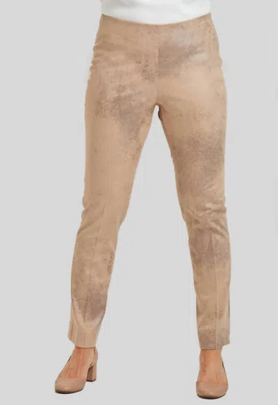 Peace Of Cloth Distressed Faux Leather Annie Pull On Pant In Camel In Beige