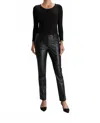 Peace Of Cloth Faux Leather Kendra Slim Elastic Waist Pant In Black In Black