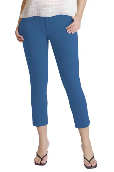 Peace Of Cloth Mid Waist Solid Front Pockets Twill Pant In Ocean In Blue