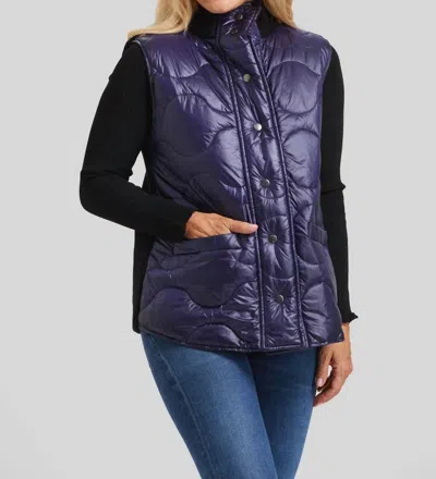 Peace Of Cloth Quilted Snap Vest In Navy In Blue