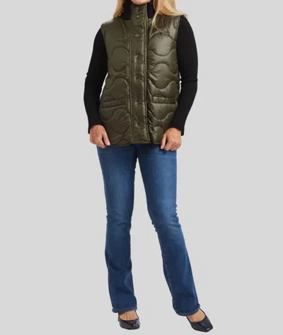 Peace Of Cloth Quilted Snap Vest In Olive In Green