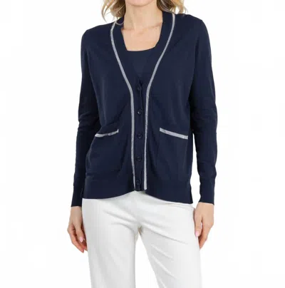 Peace Of Cloth Sheer Stripe Cardigan In Navy In Blue