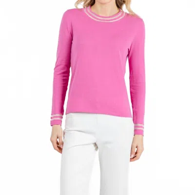 Peace Of Cloth Sheer Stripe Long Sleeve Crew Top In Petal In Pink