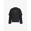 Peacemaker Mens Double-layer Boxy-fit Cotton Top Black