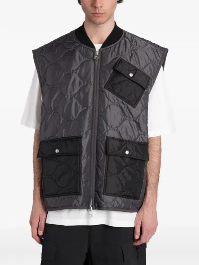 Peacemaker Oamc Pocket-details Quilted Zip-up Vest In Black