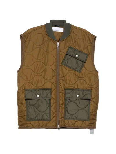 Peacemaker Oamc Quilted Gilet In Brown