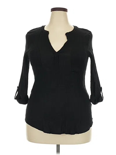 Pre-owned Peach 3/4 Sleeve Blouse In Black