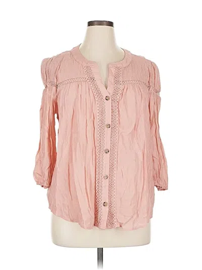Pre-owned Peach 3/4 Sleeve Blouse In Pink