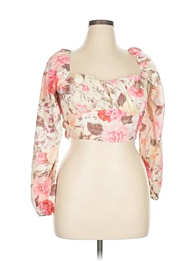 Pre-owned Peach 3/4 Sleeve Blouse In Pink