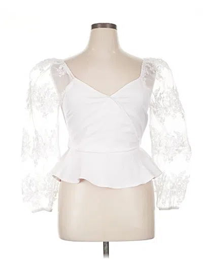 Pre-owned Peach 3/4 Sleeve Blouse In White