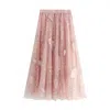 Peach Accessories Women's Polka Dot And Feathers Detailed Midi Skirts In Pink In Pink