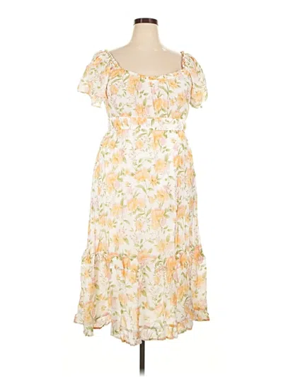 Pre-owned Peach Casual Dress In Yellow