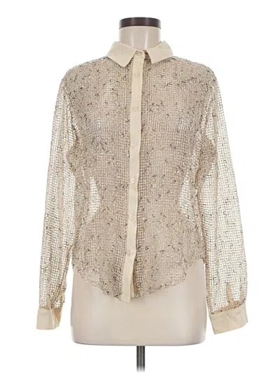Pre-owned Peach Long Sleeve Blouse In Ivory