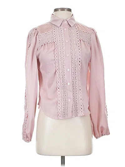 Pre-owned Peach Long Sleeve Blouse In Pink