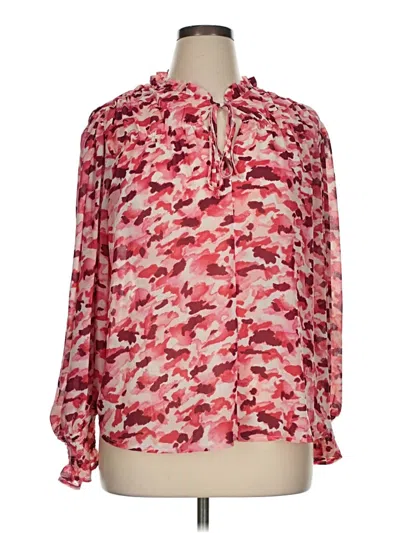 Pre-owned Peach Long Sleeve Blouse In Pink