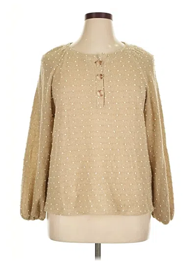 Pre-owned Peach Long Sleeve Blouse In Tan