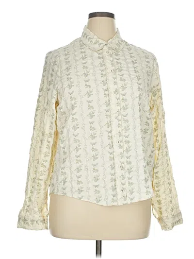 Pre-owned Peach Long Sleeve Blouse In White
