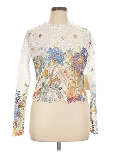 Peach Long Sleeve Blouse In White