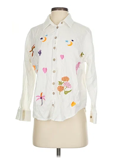 Pre-owned Peach Long Sleeve Button Down Shirt In White