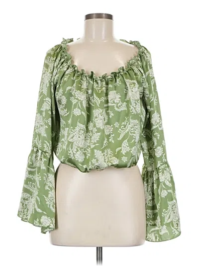 Pre-owned Peach Love 3/4 Sleeve Blouse In Green