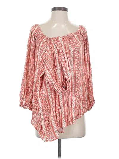 Pre-owned Peach Love 3/4 Sleeve Blouse In Pink