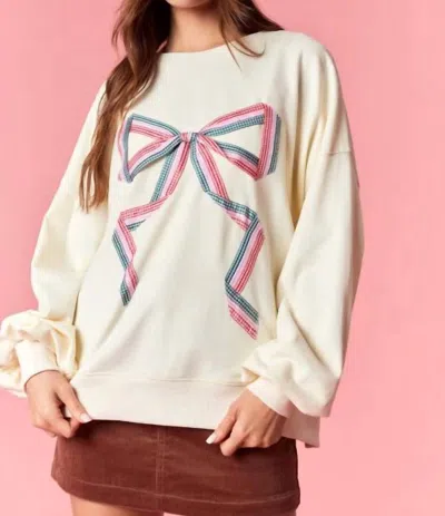 Peach Love All Wrapped Up Sweatshirt In Cream/multi In Animal Print