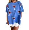 Peach Love American Cocktail Shirt In Blue In Blue