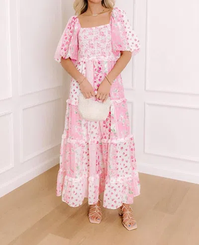 Peach Love Anna Floral Patchwork Maxi Dress In Pink
