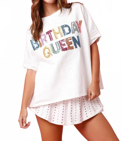 Peach Love Birthday Queen Sequin Top In White