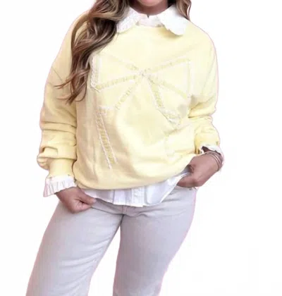 Peach Love Bow Sweatshirt In Butter Yellow In Multi
