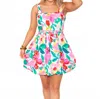 Peach Love Bubbled Floral Bow Back Tie Closure Mini Dress In Multi In Multi