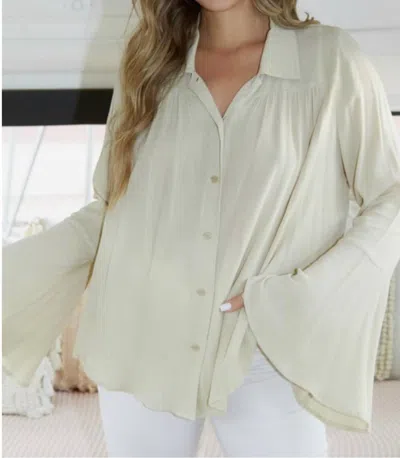 Peach Love Button Down Blouse In Beige In White