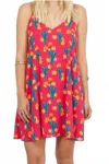 Peach Love Cactus Swing Mini Dress In Fuchsia In Multi