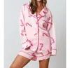 Peach Love Candy Cane Pattern Pj Top In Pink In Pink