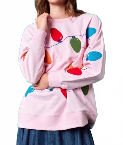 Peach Love Christmas Lights Sweatshirt In Pink