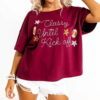 Peach Love Classy Until Kickoff Top In Red