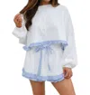Peach Love Cloud Nine Ruffle Trim Set In White In White