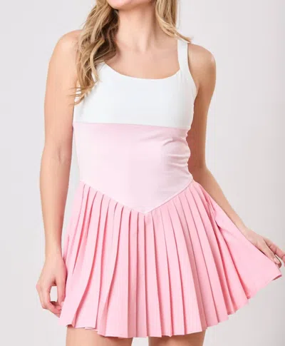 Peach Love Color Block Romper In Pink In Blue